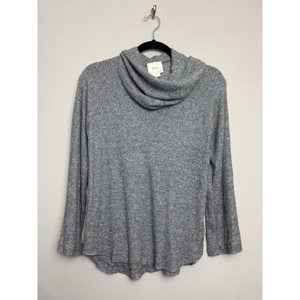 Maeve Womens Top Size XS Anthropologie Gray Cowl Neck Ribbed Blouse Shirt